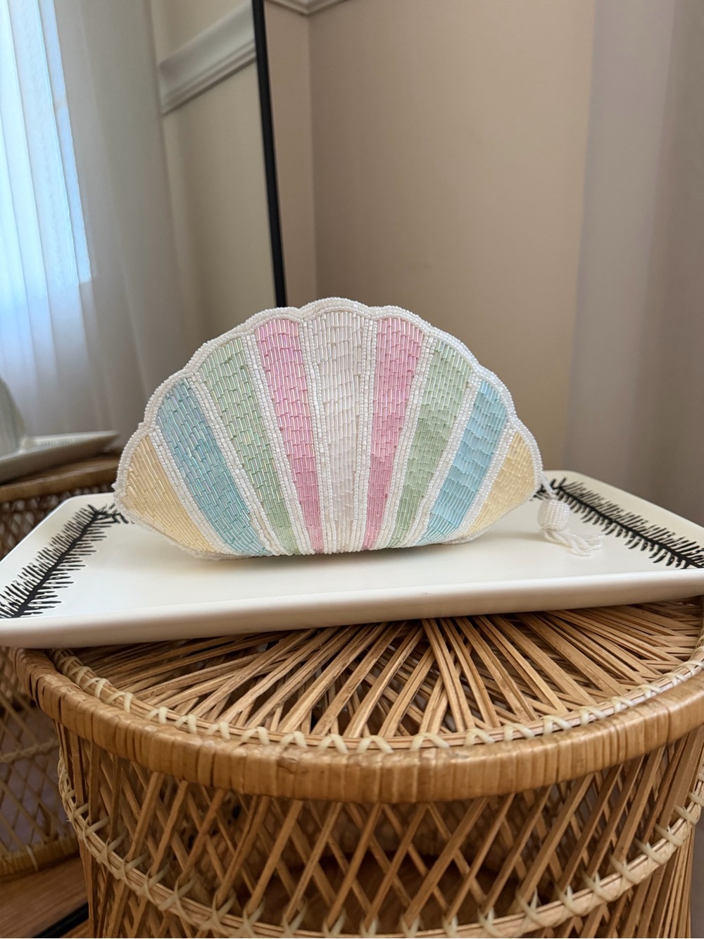 Vintage Beaded Pastel Shell Bag